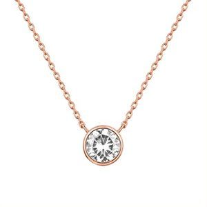 Nordstrom Cubic Zirconia 14K Yellow Gold Plated Bezel Solitaire Necklace